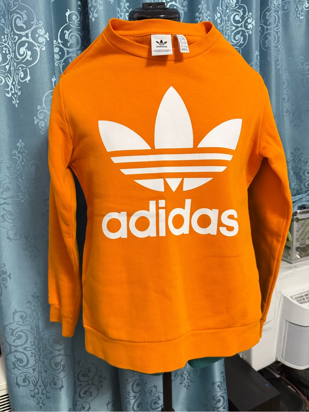 adidas Orange Crewneck with White Trefoil